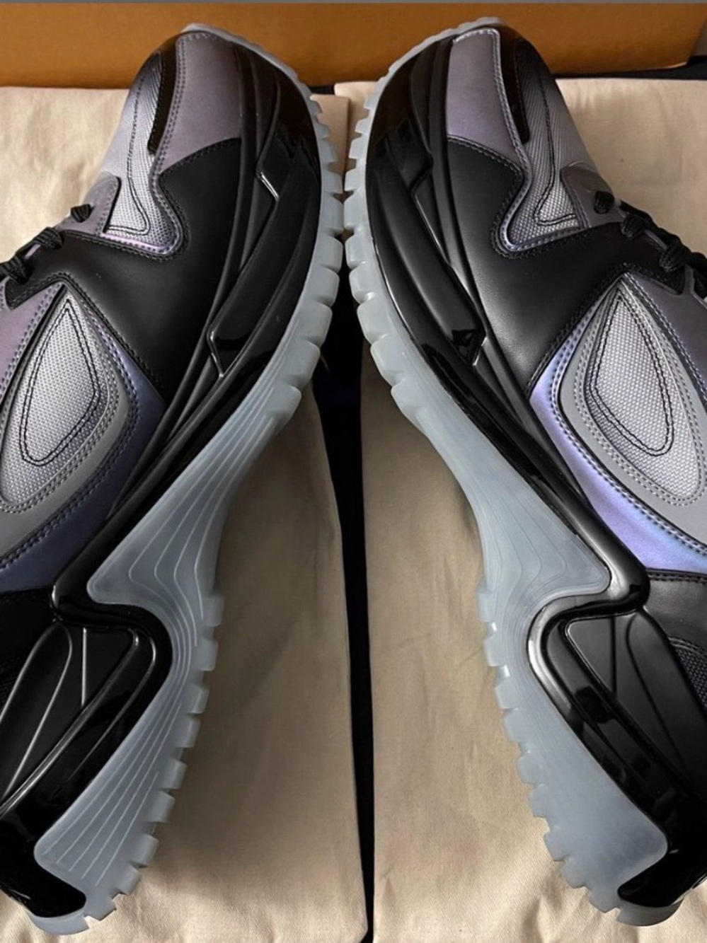 Louis Vuitton Black and Gray Iridescent Panel Sneakers